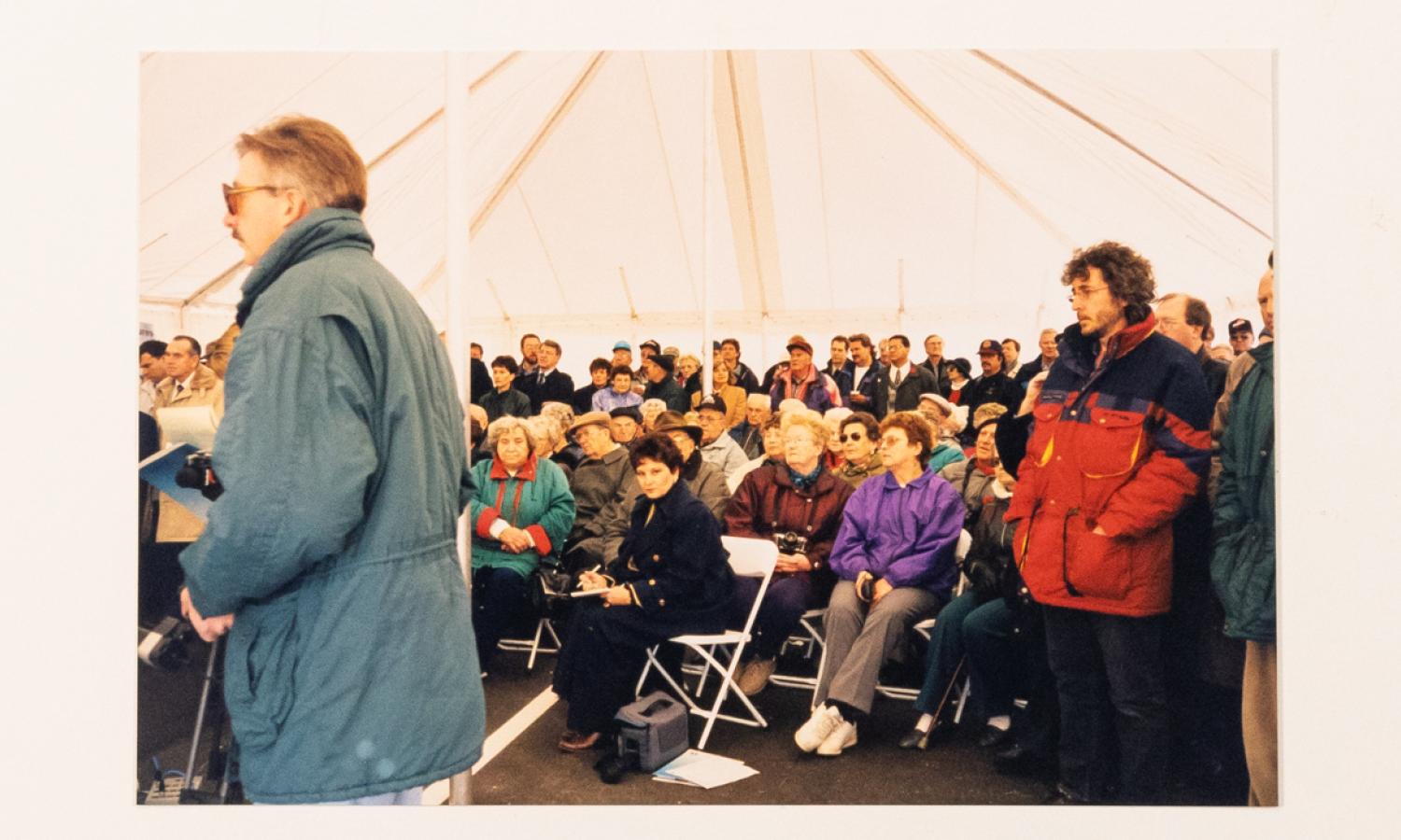 "Bridge Grand Opening:   Large gathering happy to share the opening of the Smart Bridge"