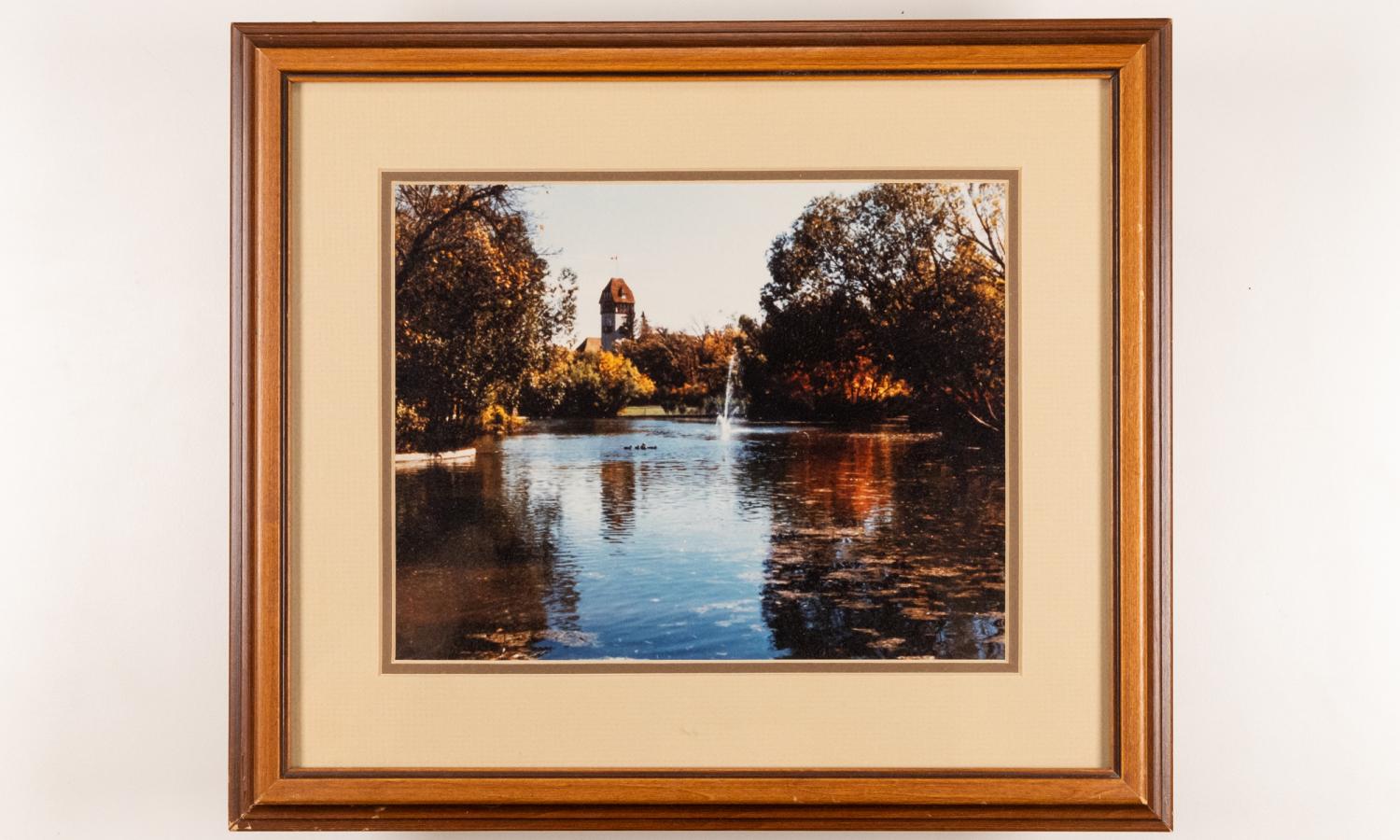 Framed image taken at Assiniboine Park of Duck Pond - Pavilion in distance