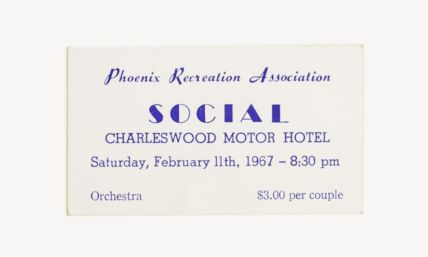 Pheonix Recreation Association - "Social" Charleswood Motor Hotel, 1967