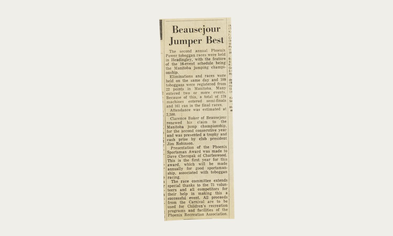 Pheonix Recreation Association - Power Toboggan Races - 1969