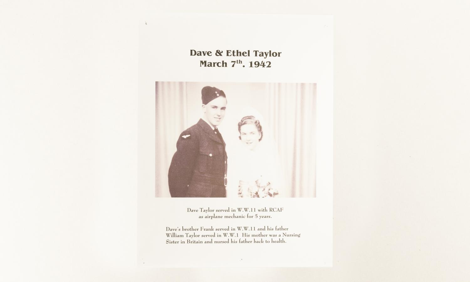 Dave and Ethel Taylor with details