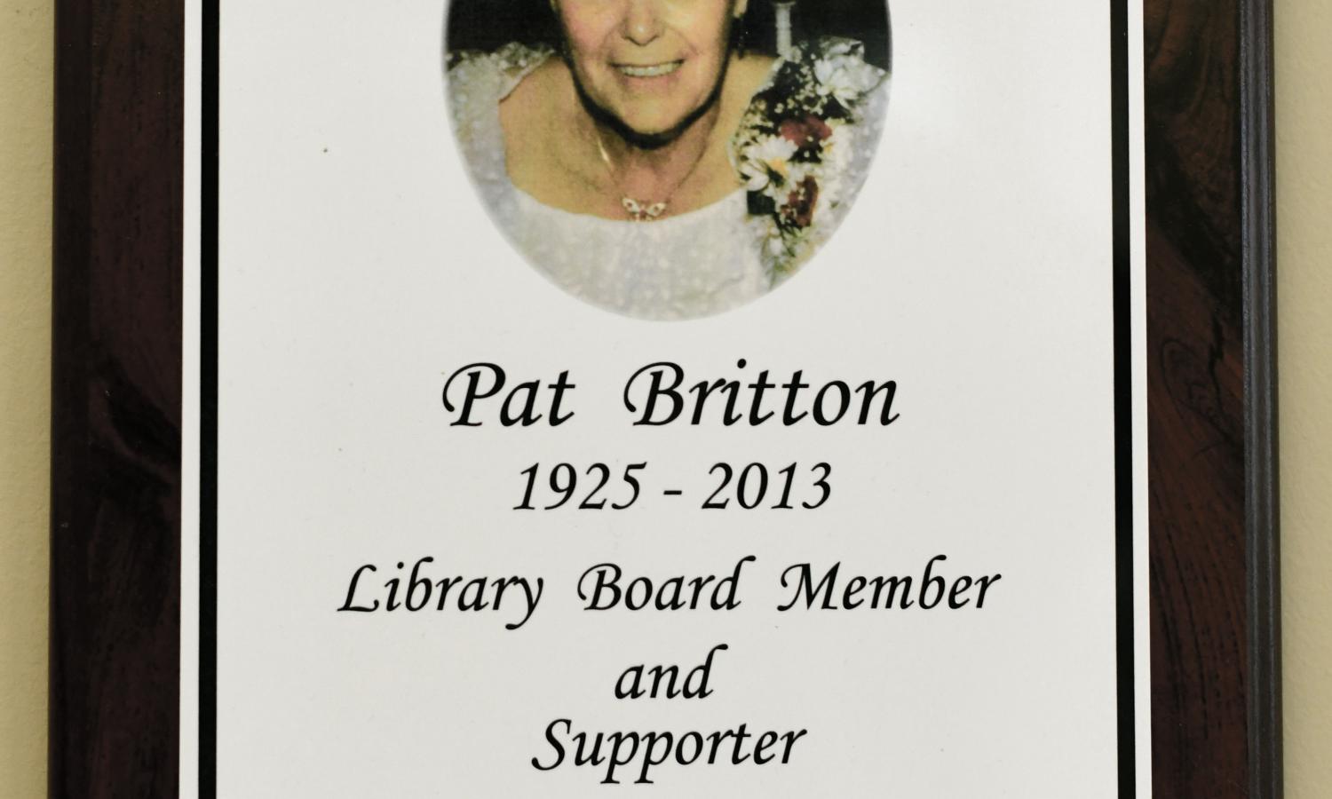 Plaque - Pat Britton