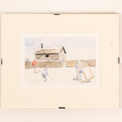 Painting - people playing outdoor hockey - S. Turner