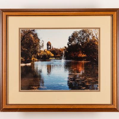 Framed image taken at Assiniboine Park of Duck Pond - Pavilion in distance